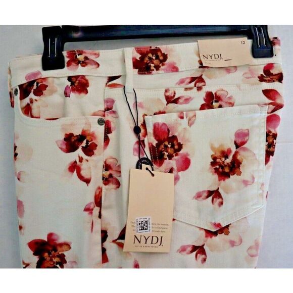 NYDJ Womens Sz 12 Bonnieux Floral-Print Sheri Slim Released-Hem Ankle Jeans $119 - Picture 5 of 10